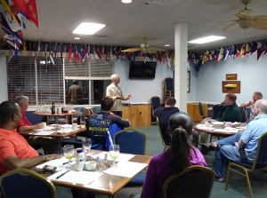 Randy Smyth entertaining the class with an account of how he was the person actually driving